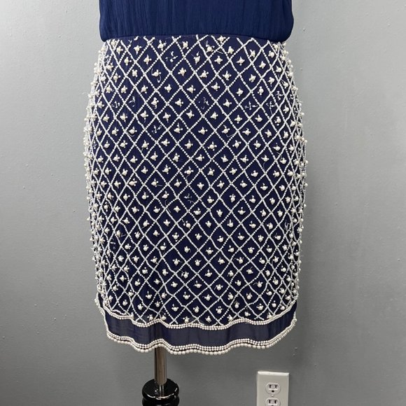 NBD Revolve Best Mistake Dress size S Navy Blue Beaded Mini Sleeveless - Picture 7 of 10